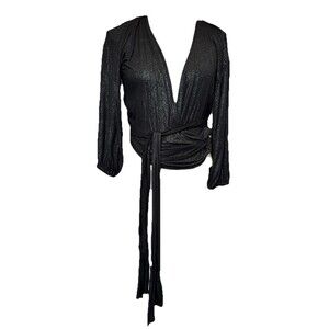 Express Negin Mirsalehi Black Sparkle Wrap Top M EUC V-Neck Party